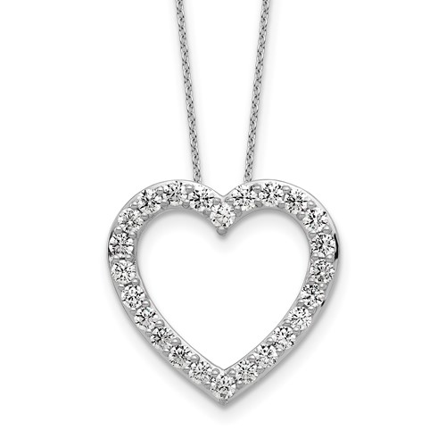 14K White Gold 1.38 Carat Lab Grown Diamond VS SI+ G+ Complete Heart Necklace, 18"