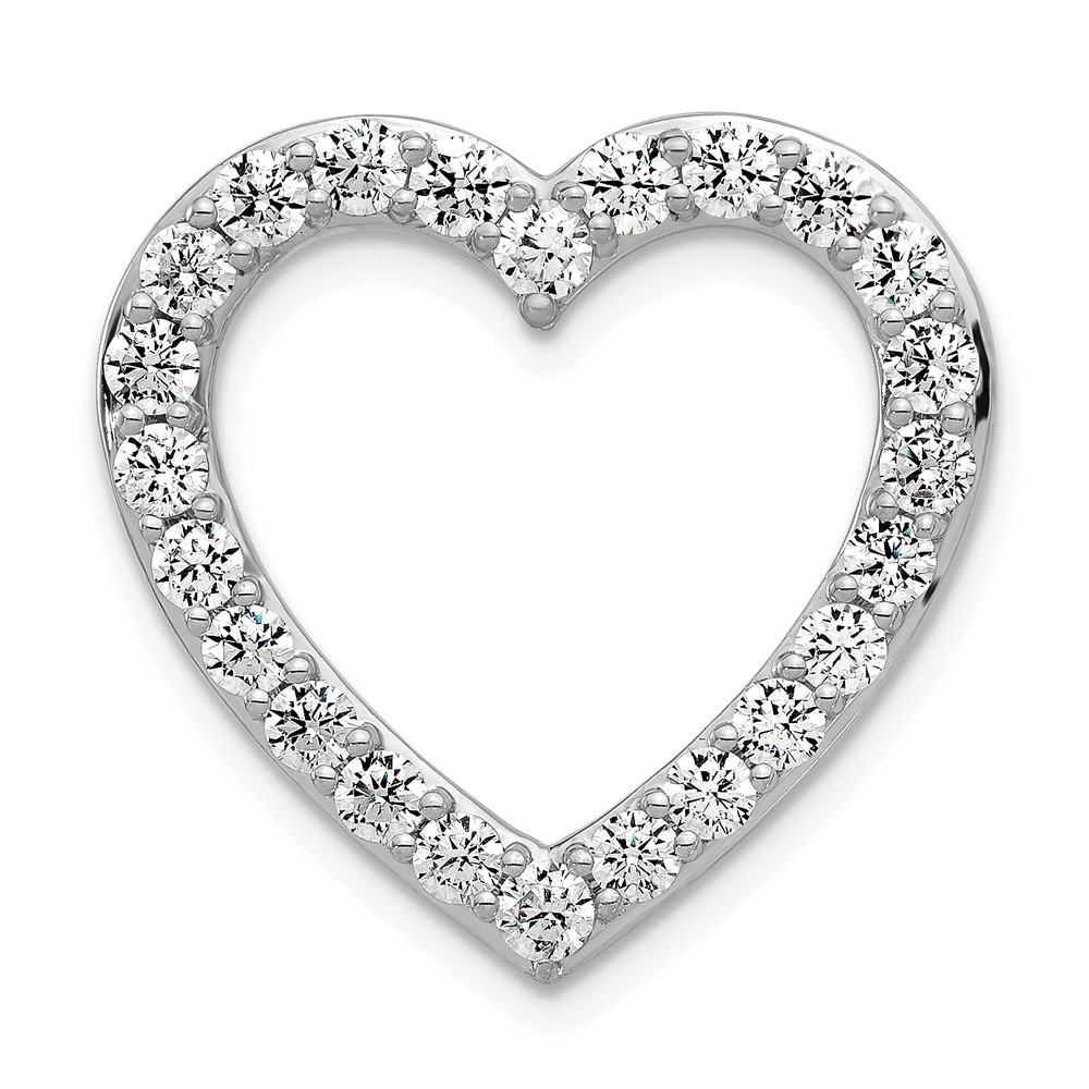 14K White Gold 1.50 Carat Lab Grown Diamond VS+ F+ Complete Heart Chain Slide Pendant