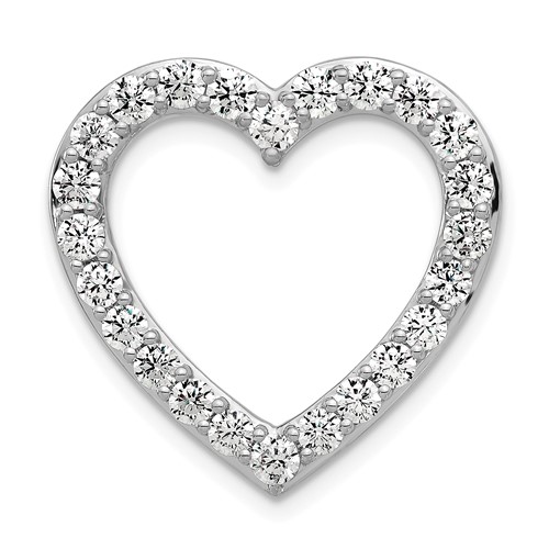 14K White Gold 1.50 Carat Lab Grown Diamond VS+ F+ Complete Heart Chain Slide Pendant