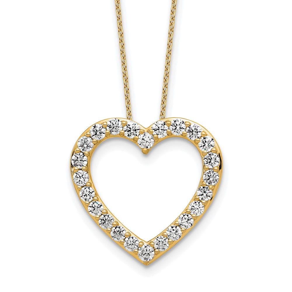 14K Yellow Gold 1.38 Carat Lab Grown Diamond VS SI+ G+ Complete Heart Necklace, 18"