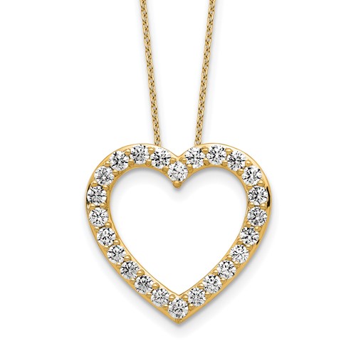 14K Yellow Gold 1.38 Carat Lab Grown Diamond VS SI+ G+ Complete Heart Necklace, 18"