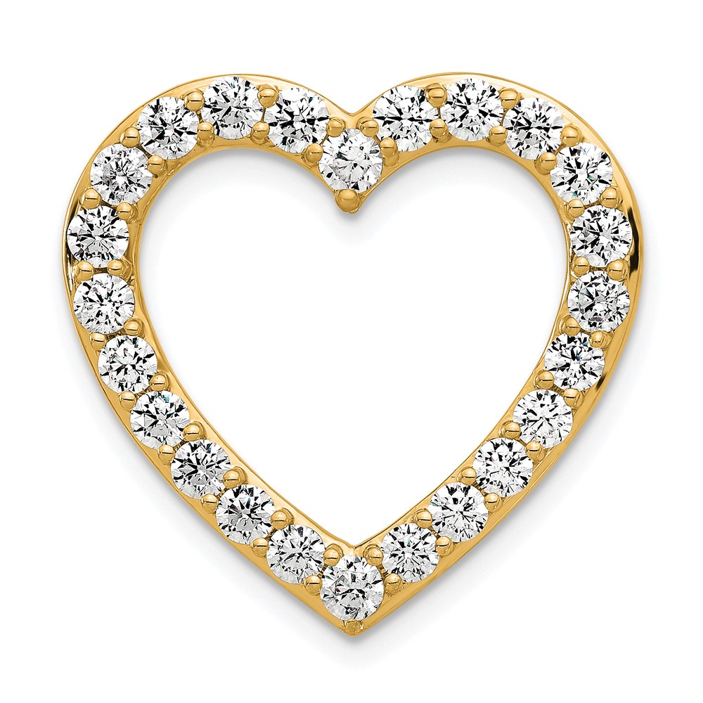 14K Yellow Gold 1.50 Carat Lab Grown Diamond VS+ F+ Complete Heart Chain Slide Pendant
