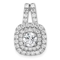 14K White Gold 1.50 Carat Lab Grown Diamond VS SI+ G+ Complete Double Halo Pendant view 1