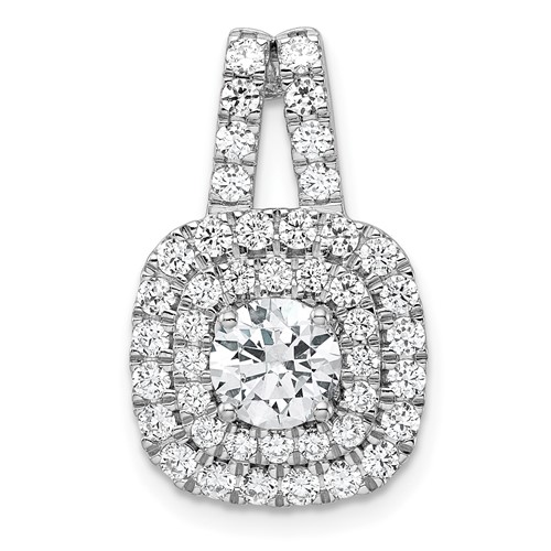 14K White Gold 1.50 Carat Lab Grown Diamond VS SI+ G+ Complete Double Halo Pendant