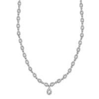 14K White Gold 2.75 Carat Lab Grown Diamond VS SI+ G+ Fashion Teardrop Necklace, 17" view 2