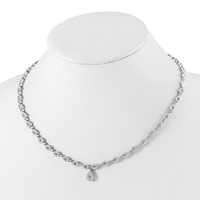 14K White Gold 2.75 Carat Lab Grown Diamond VS SI+ G+ Fashion Teardrop Necklace, 17" view 4
