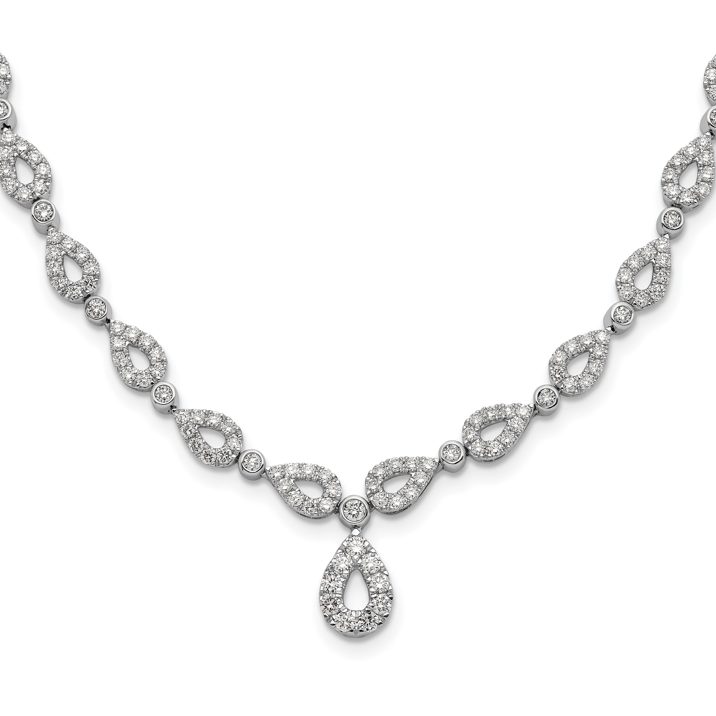 14k White Gold 2 3/4 carat Lab Grown Diamond VS/SI+ G+ 17 inch Fashion Teardrop Necklace (PM7450-275-WLG)
