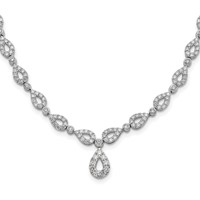 14K White Gold 2.75 Carat Lab Grown Diamond VS SI+ G+ Fashion Teardrop Necklace, 17" view 1