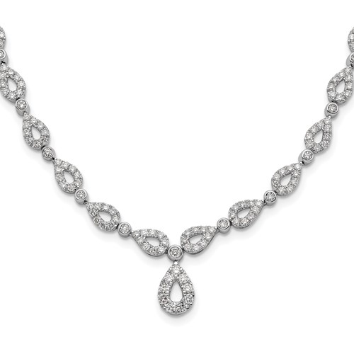 14K White Gold 2.75 Carat Lab Grown Diamond VS SI+ G+ Fashion Teardrop Necklace, 17"