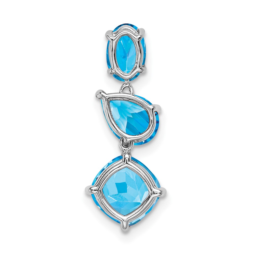 14k White Gold Blue Topaz & Sky Blue Chain Slide (PM7457-BT-W)