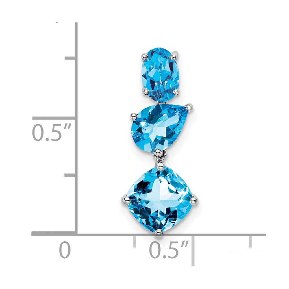 14k White Gold Blue Topaz & Sky Blue Chain Slide (PM7457-BT-W)