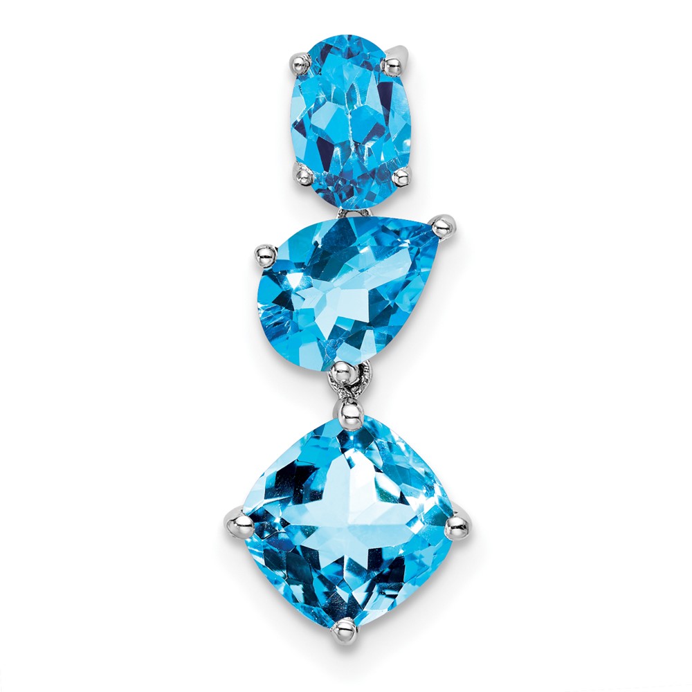 14k White Gold Blue Topaz & Sky Blue Chain Slide (PM7457-BT-W)