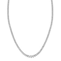 14K White Gold 6.50 Carat Lab Grown Diamond VS SI+ G+ Complete Round Graduated Tennis Necklace, 16" view 2