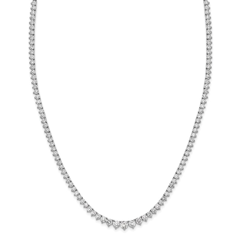 14k White Gold 6 1/2 carat Lab Grown Diamond VS/SI+ G+ Complete Round 16 inch Graduated Tennis Necklace