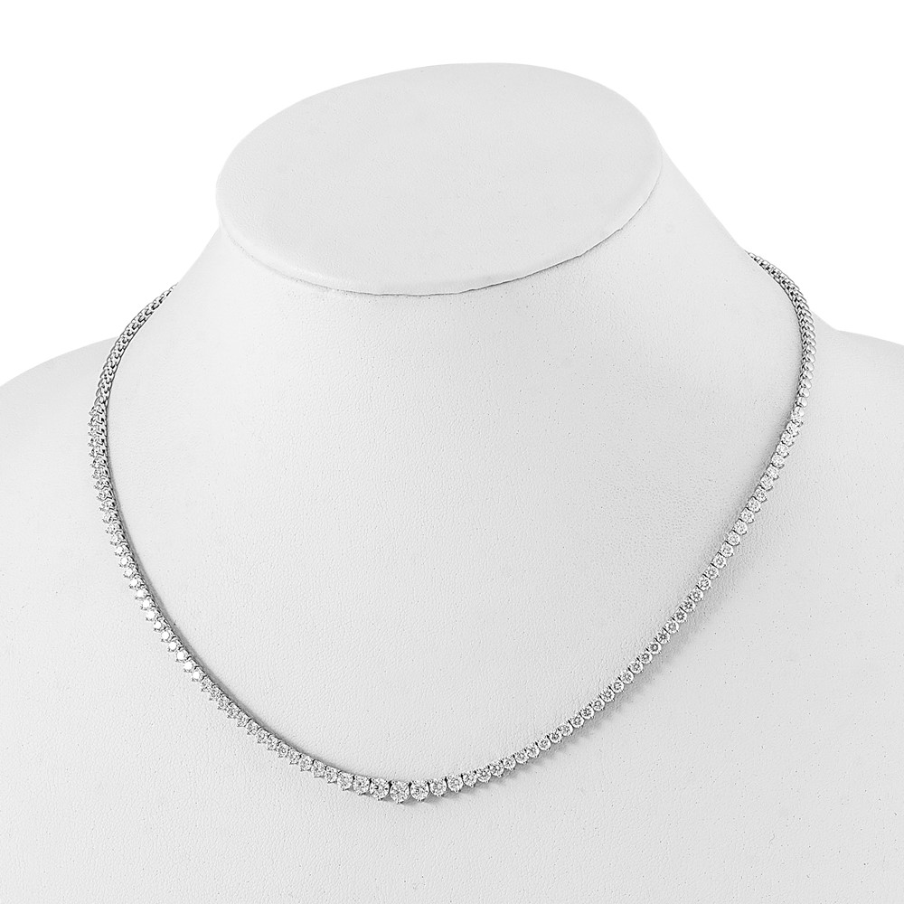 14k White Gold 6 1/2 carat Lab Grown Diamond VS/SI+ G+ Complete Round 16 inch Graduated Tennis Necklace (PM7460-600-WLG)