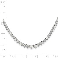 14K White Gold 6.50 Carat Lab Grown Diamond VS SI+ G+ Complete Round Graduated Tennis Necklace, 16" view 3
