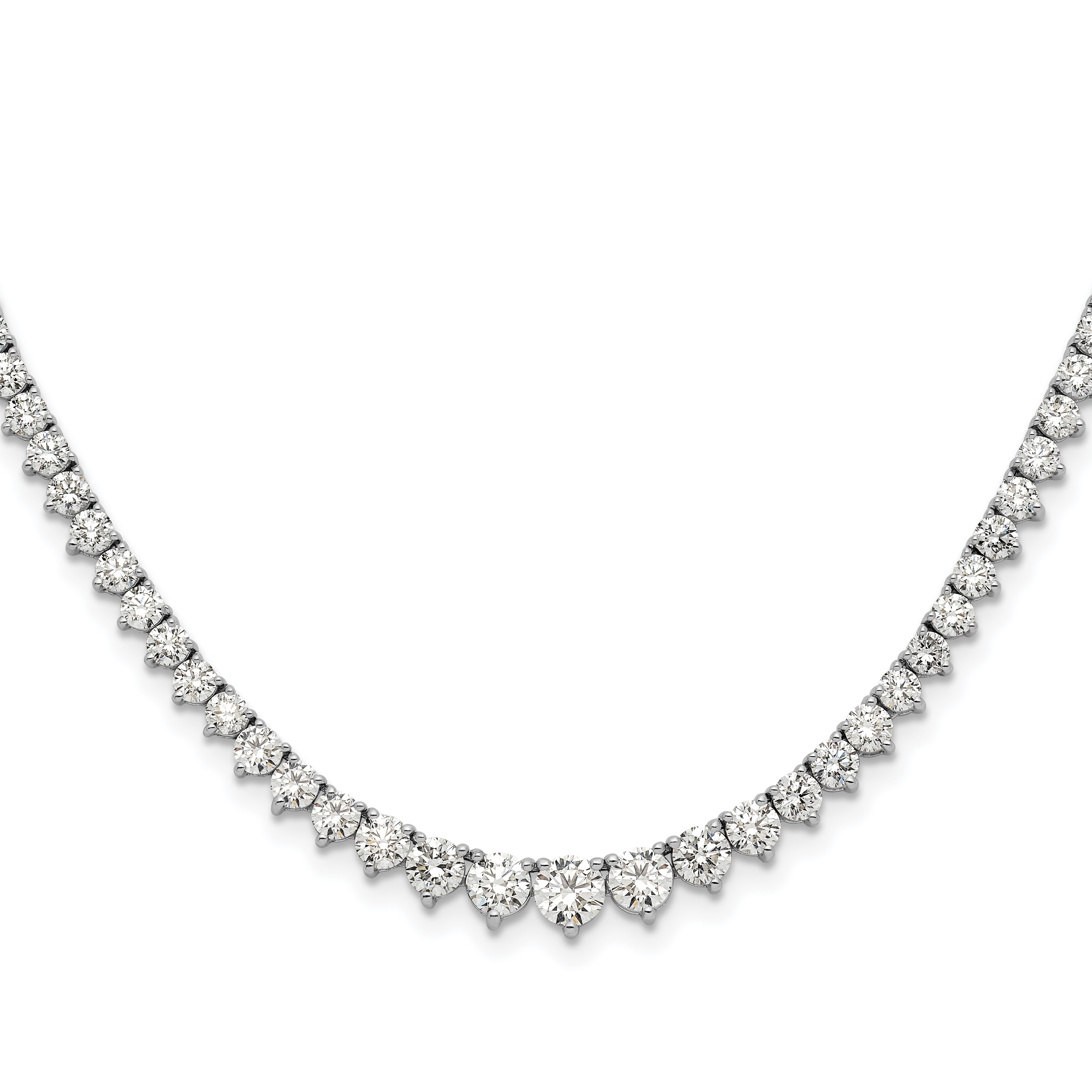 14k White Gold 6 1/2 carat Lab Grown Diamond VS/SI+ G+ Complete Round 16 inch Graduated Tennis Necklace (PM7460-600-WLG)