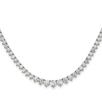 14K White Gold 6.50 Carat Lab Grown Diamond VS SI+ G+ Complete Round Graduated Tennis Necklace, 16" view 1