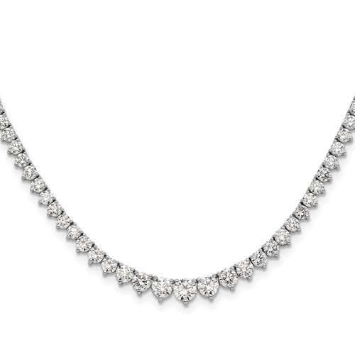 14K White Gold 6.50 Carat Lab Grown Diamond VS SI+ G+ Complete Round Graduated Tennis Necklace, 16"
