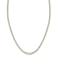 14K Yellow Gold 6.50 Carat Lab Grown Diamond VS SI+ G+ Complete Round Graduated Tennis Necklace, 16" view 2