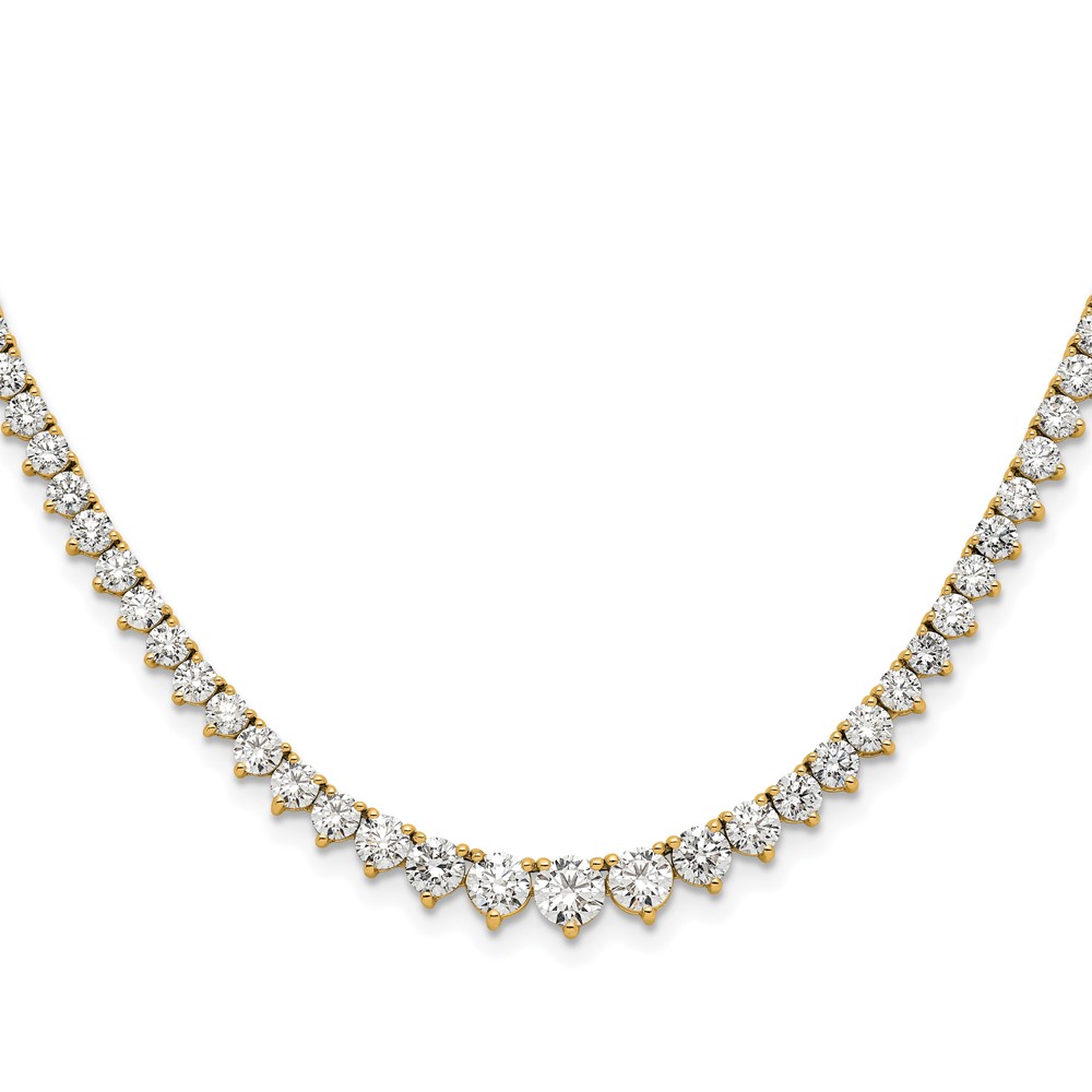 14K Yellow Gold 6.50 Carat Lab Grown Diamond VS SI+ G+ Complete Round Graduated Tennis Necklace, 16"