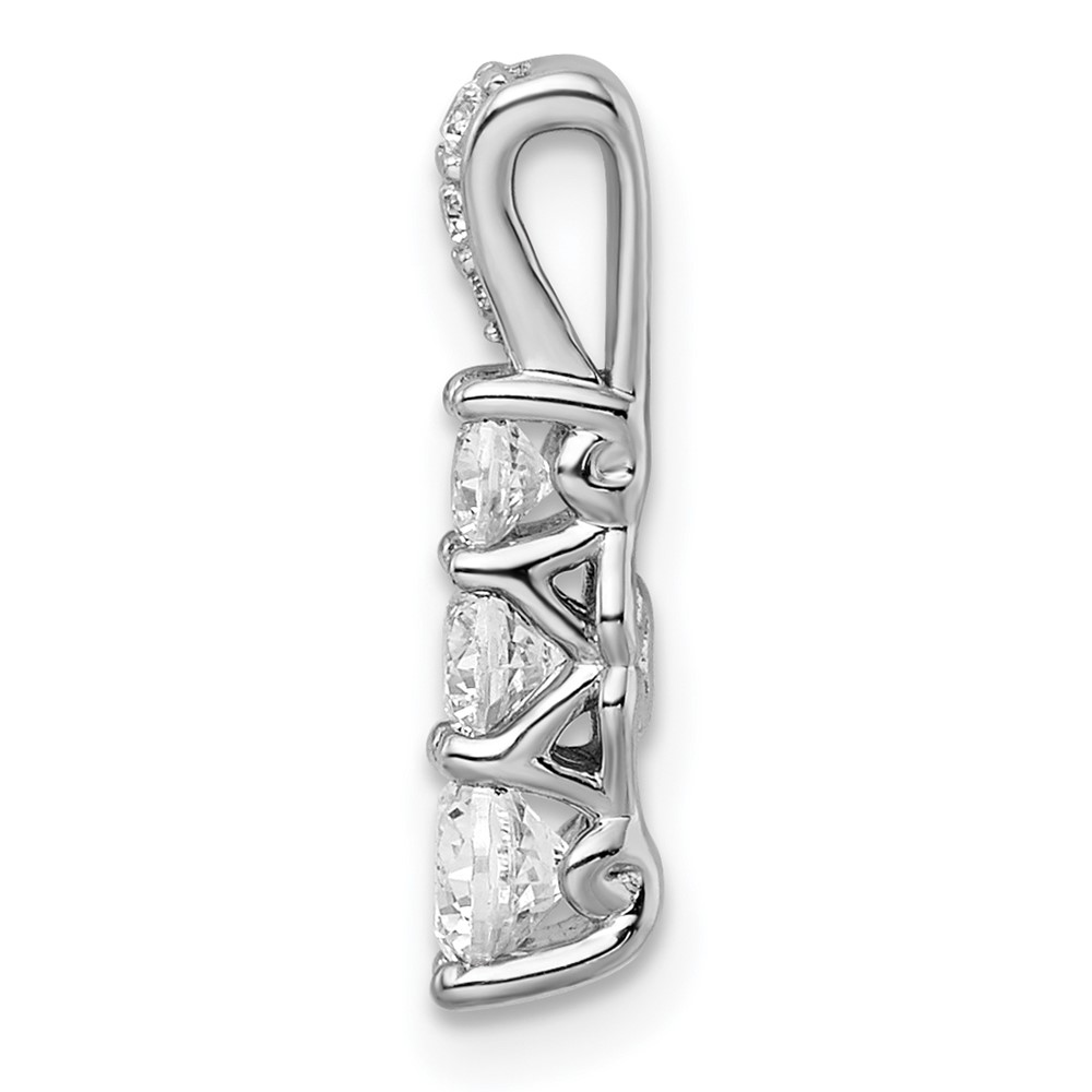 14k White Gold 1/2 carat Lab Grown Diamond VS/SI+ G+ Three Stone Chain Slide Pendant (PM7489-050-WLG)