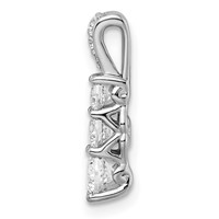 14K White Gold 0.50 Carat Lab Grown Diamond VS SI+ G+ Three Stone Chain Slide Pendant view 2
