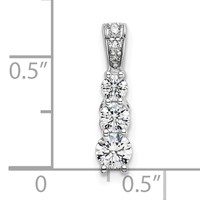 14K White Gold 0.50 Carat Lab Grown Diamond VS SI+ G+ Three Stone Chain Slide Pendant view 4
