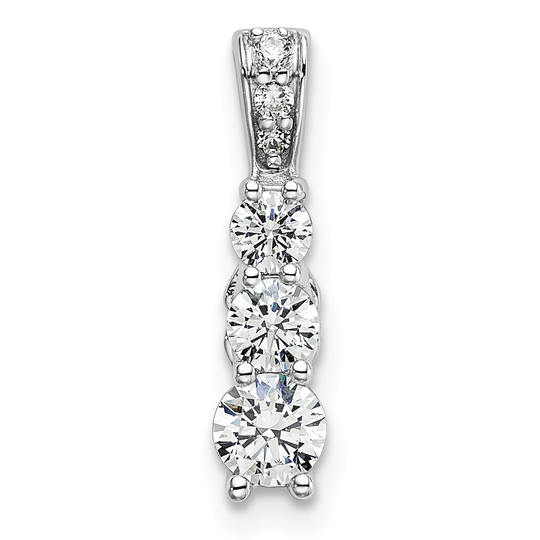 14k White Gold 1/2 carat Lab Grown Diamond VS/SI+ G+ Three Stone Chain Slide Pendant (PM7489-050-WLG)