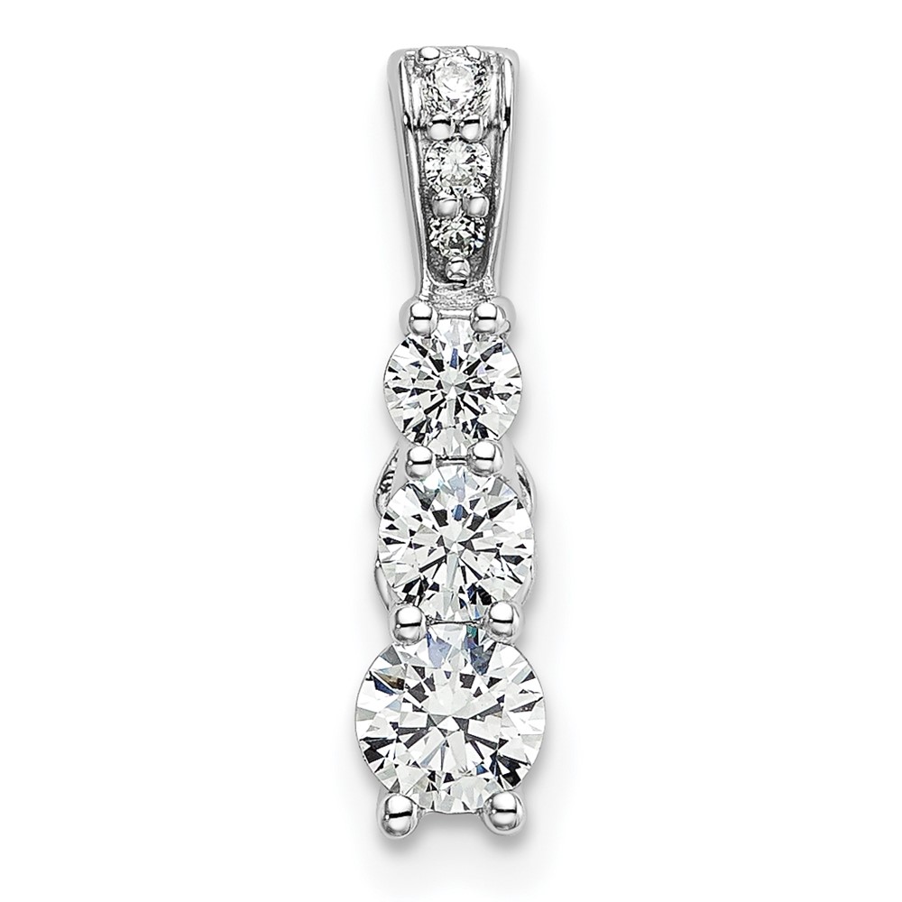 14K White Gold 0.50 Carat Lab Grown Diamond VS SI+ G+ Three Stone Chain Slide Pendant