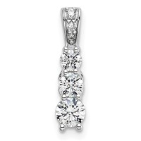 14K White Gold 0.50 Carat Lab Grown Diamond VS SI+ G+ Three Stone Chain Slide Pendant view 1