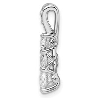14K White Gold 1 Carat Lab Grown Diamond VS SI+ G+ Three Stone Chain Slide Pendant view 2