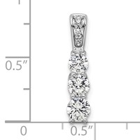 14K White Gold 1 Carat Lab Grown Diamond VS SI+ G+ Three Stone Chain Slide Pendant view 4