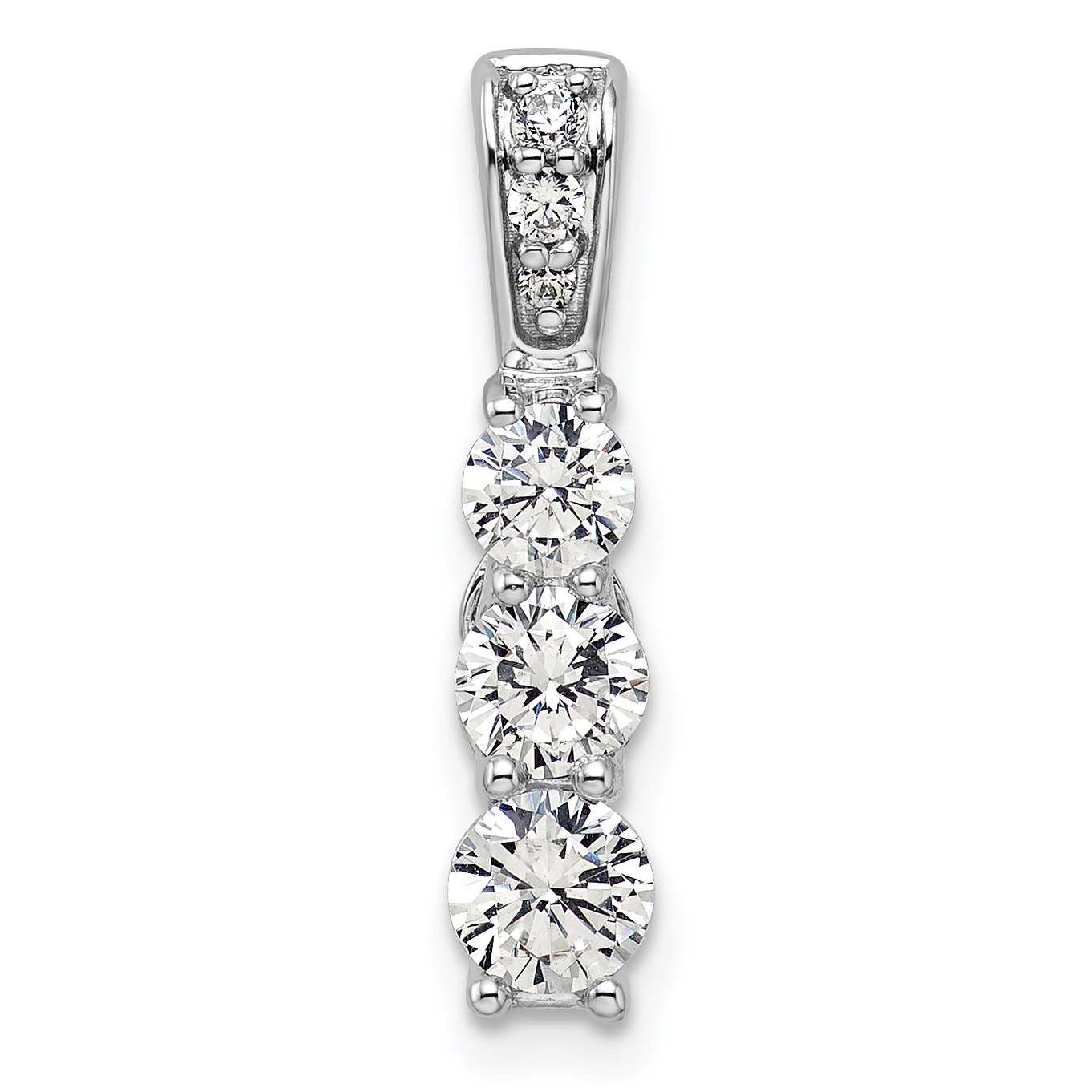 14k White Gold 1 carat Lab Grown Diamond VS/SI+ G+ Three Stone Chain Slide Pendant (PM7489-100-WLG)
