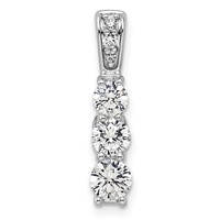14K White Gold 1 Carat Lab Grown Diamond VS SI+ G+ Three Stone Chain Slide Pendant view 1