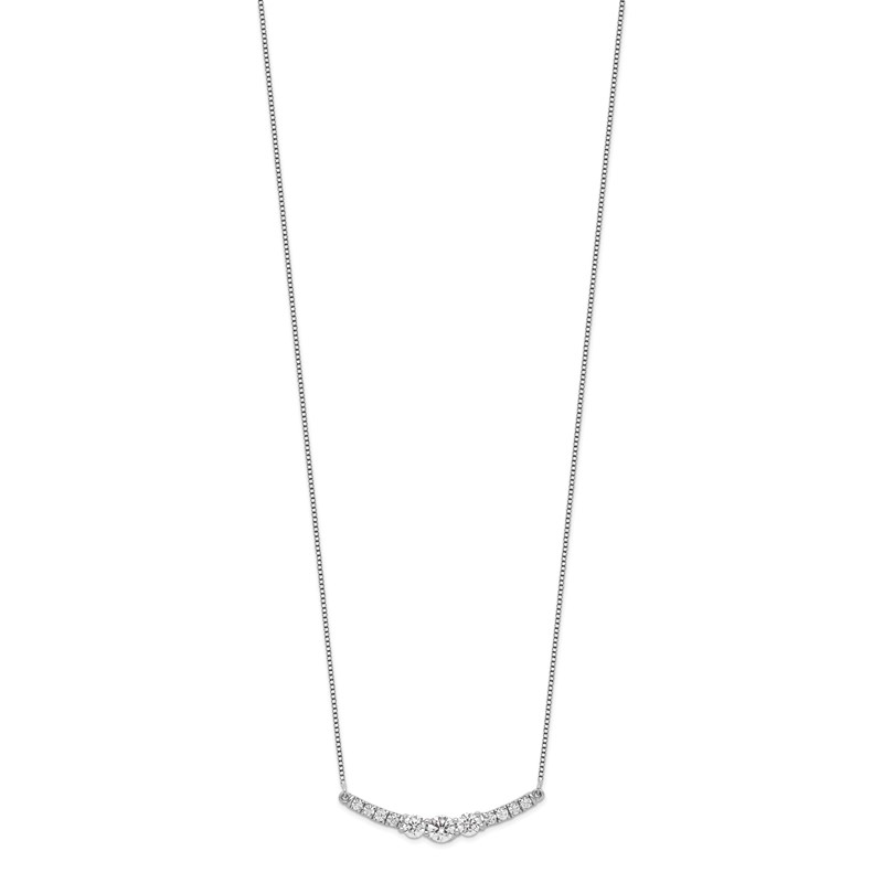 14k White Gold 3/4 carat Lab Grown Diamond VS/SI+ G+ Complete 18 inch Fashion Bar Necklace