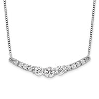 14K White Gold 0.75 Carat Lab Grown Diamond VS SI+ G+ Complete Fashion Bar Necklace, 18" view 1