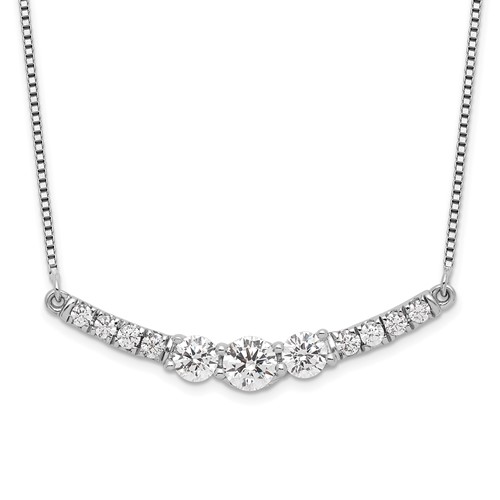 14K White Gold 0.75 Carat Lab Grown Diamond VS SI+ G+ Complete Fashion Bar Necklace, 18"