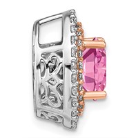 14K Two Tone 0.20 Carat Lab Grown Diamond VS SI+ G+ and Lab Created Pink Sapphire Chain Slide Pendant view 2