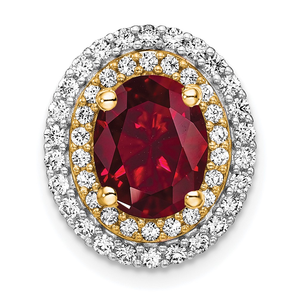 14k Two-Tone Lab Grown Diamond & Created Ruby Pendant