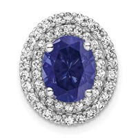 14K White Gold Two Tone 0.20 Carat Lab Grown Diamond VS SI+ G+ and Lab Created Blue Sapphire Chain Slide Pendant view 1