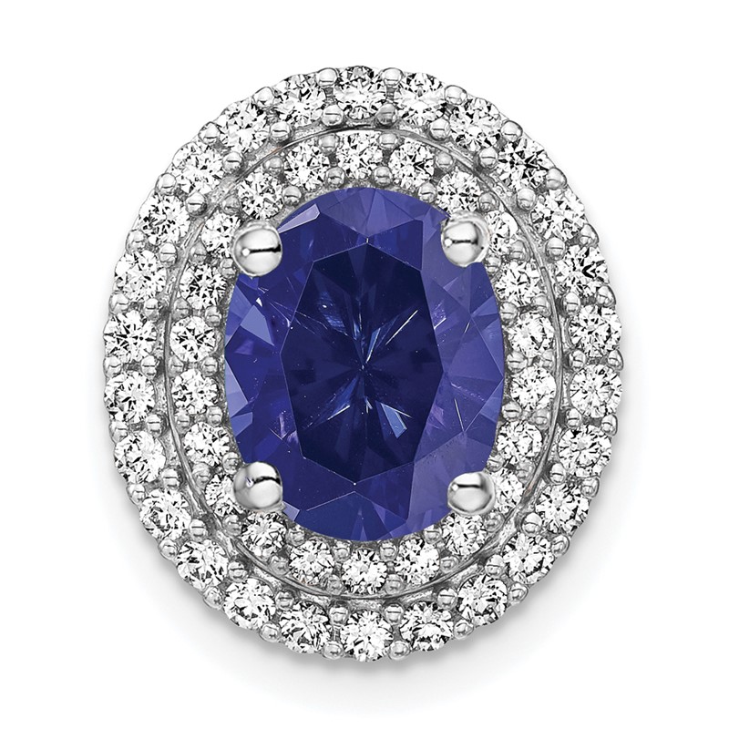 14k Two Tone 1/5 carat Lab Grown Diamond VS/SI+ G+ and Lab Created Blue Sapphire Chain Slide Pendant