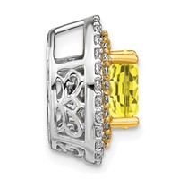 14K Two Tone 0.20 Carat Lab Grown Diamond VS SI+ G+ and Lab Created Yellow Sapphire Chain Slide Pendant view 2
