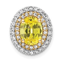 14K Two Tone 0.20 Carat Lab Grown Diamond VS SI+ G+ and Lab Created Yellow Sapphire Chain Slide Pendant view 1