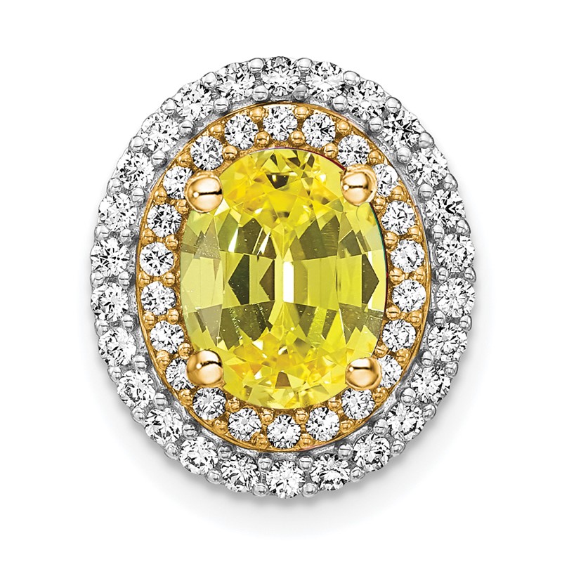 14k Two Tone 1/5 carat Lab Grown Diamond VS/SI+ G+ and Lab Created Yellow Sapphire Chain Slide Pendant