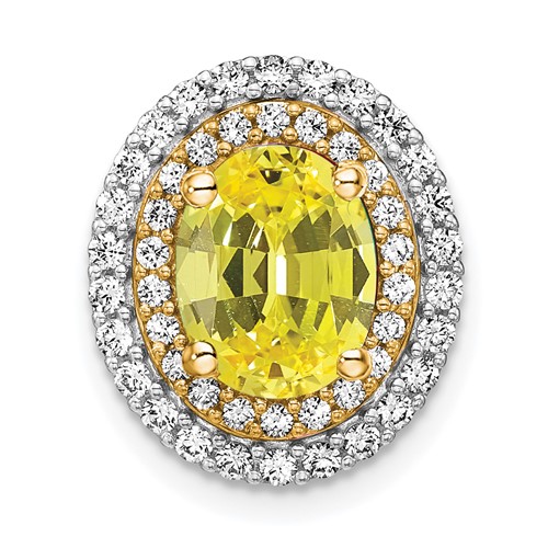 14K Two Tone 0.20 Carat Lab Grown Diamond VS SI+ G+ and Lab Created Yellow Sapphire Chain Slide Pendant