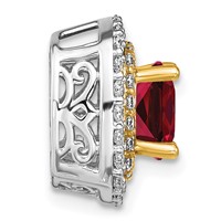 14K Two Tone 0.50 Carat Lab Grown Diamond VS SI+ G+ and Lab Created Ruby Chain Slide Pendant view 2
