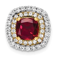 14K Two Tone 0.50 Carat Lab Grown Diamond VS SI+ G+ and Lab Created Ruby Chain Slide Pendant view 1