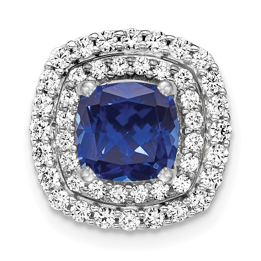 14kw Lab Grown Diamond & Created Blue Sapphire Pendant