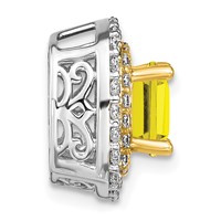 14K Two Tone 0.50 Carat Lab Grown Diamond VS SI+ G+ and Lab Created Yellow Sapphire Chain Slide Pendant view 2